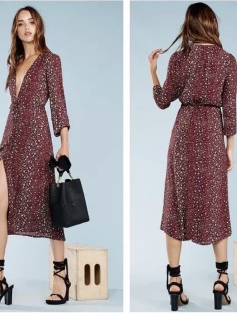 Reformation Bree Animal‎ Print Red Midi Dress XS